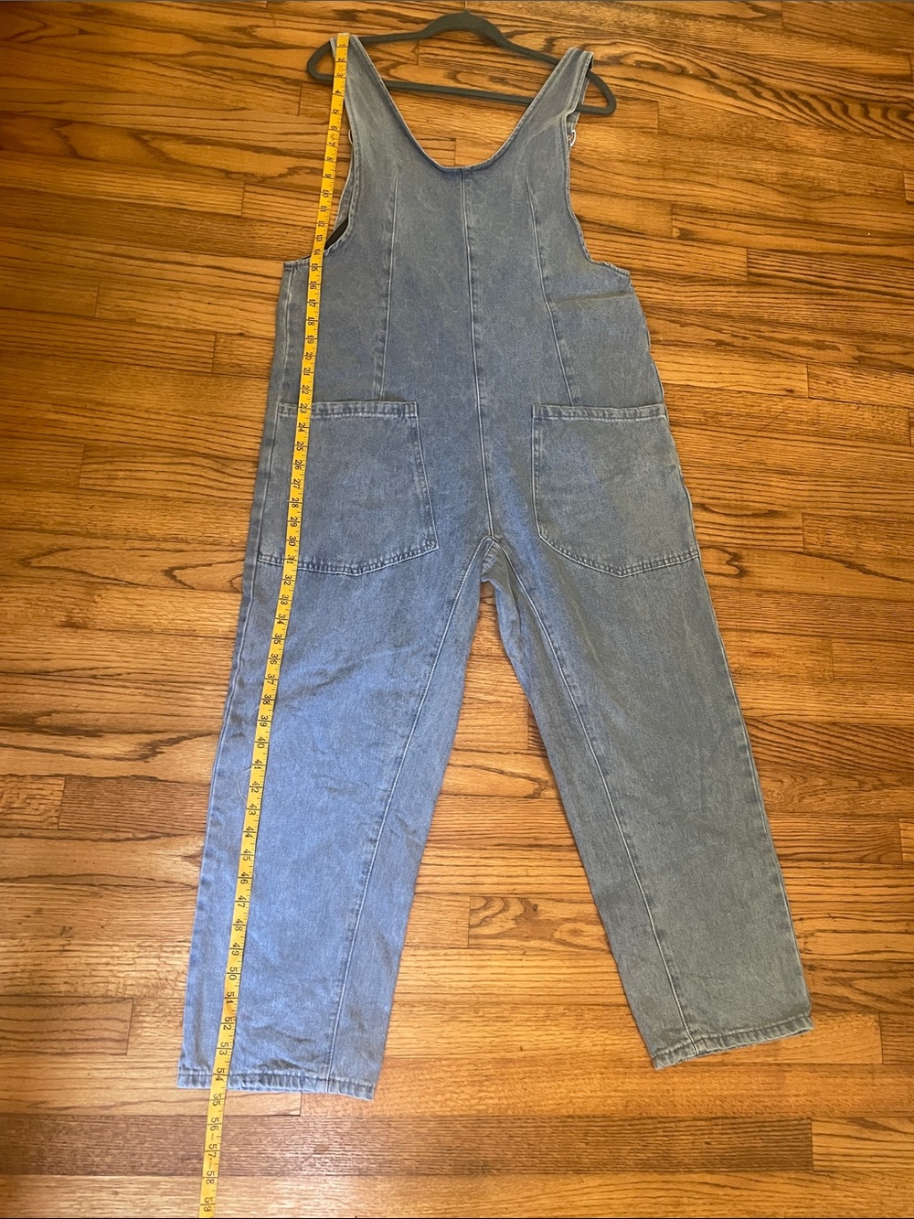 Relaxed Denim Jumpsuit in Light Classic  Blue - Picture 7 of 9